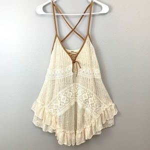😍Free People Spaghetti Strap Lace Blouse Top